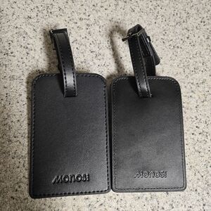 Monos Black Leather Luggage Tag - Set of 2